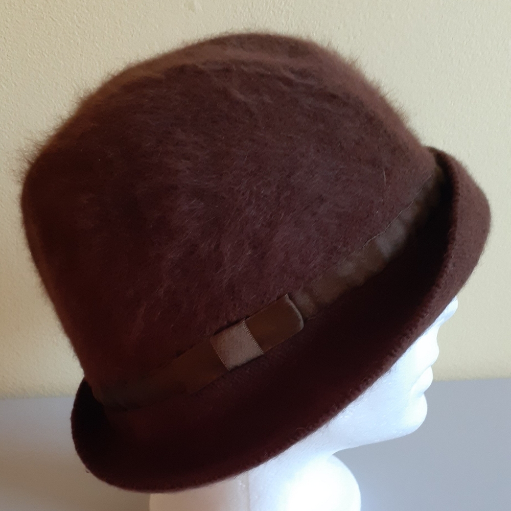 Vintage brown angora wool blend bucket hat by Liz Caliborne